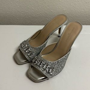 Karl Lagerfeld Silver Rhinestone Gliter Gem Heels